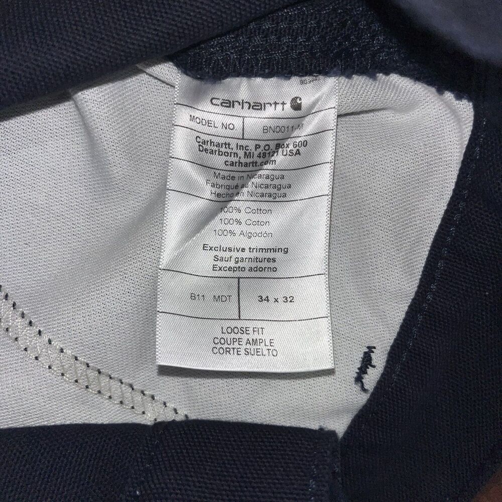 Carhartt BN0011-M Utility Work Pant 34x32 Loose Fit Washed, Duck Brown Navy Blue - Picture 3 of 4